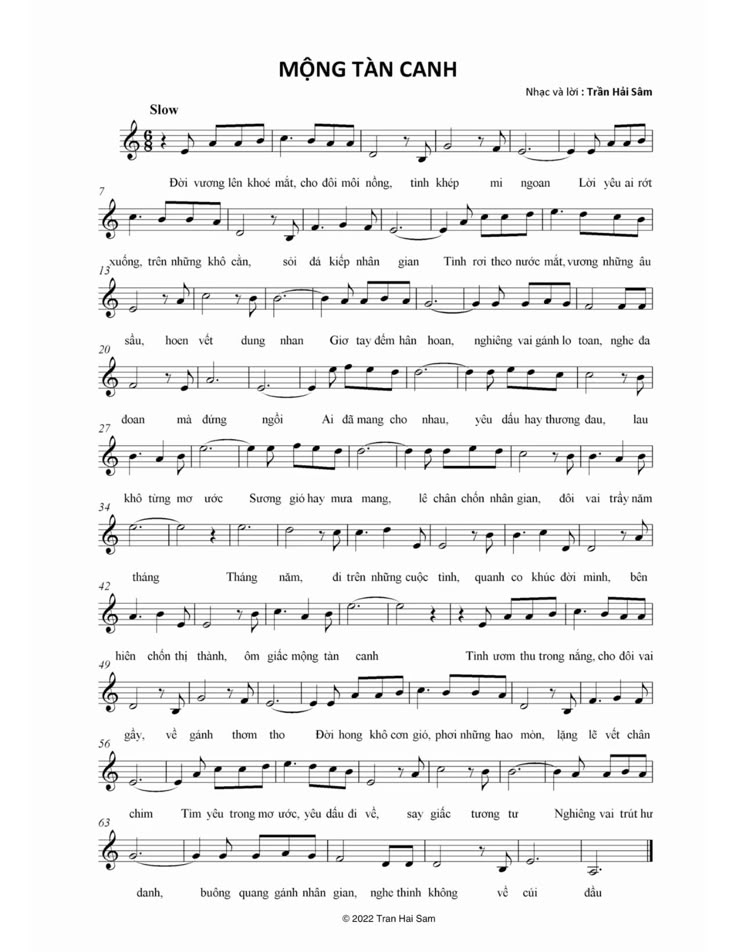 Sheet nhạc Mộng tàn canh - Trang 1