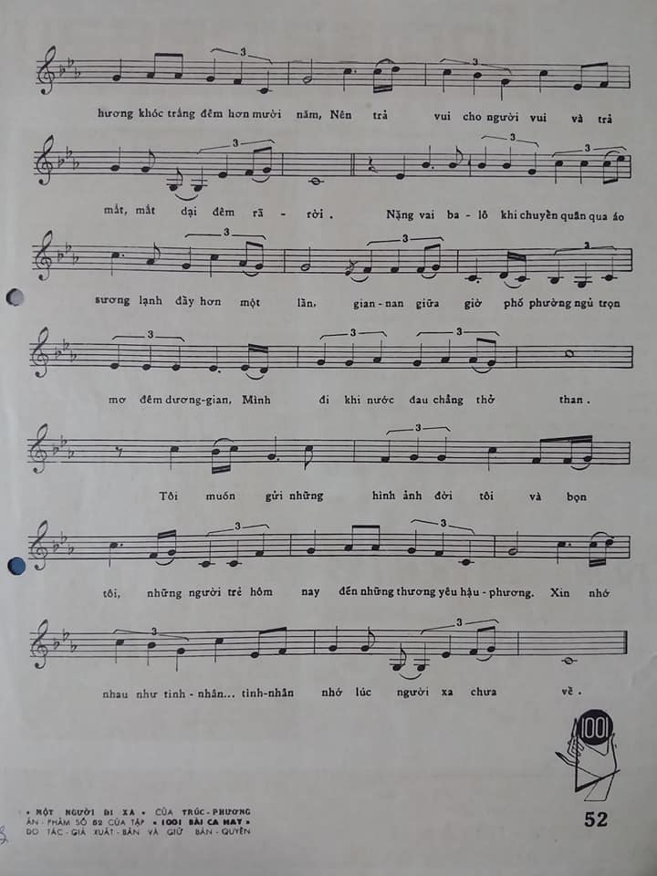 Sheet nhạc Một người đi xa - Trang 4