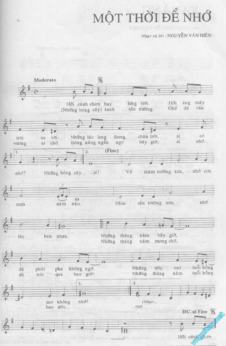 Sheet nhạc Một thời để nhớ - Trang 1