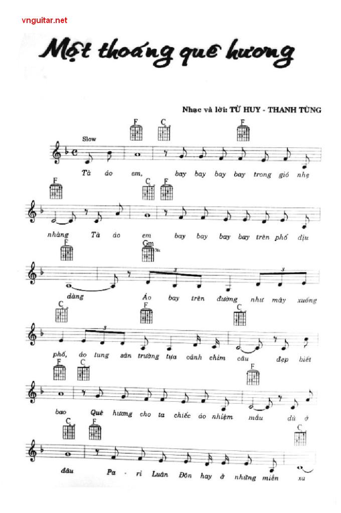 Sheet nhạc Một thoáng quê hương - Trang 1