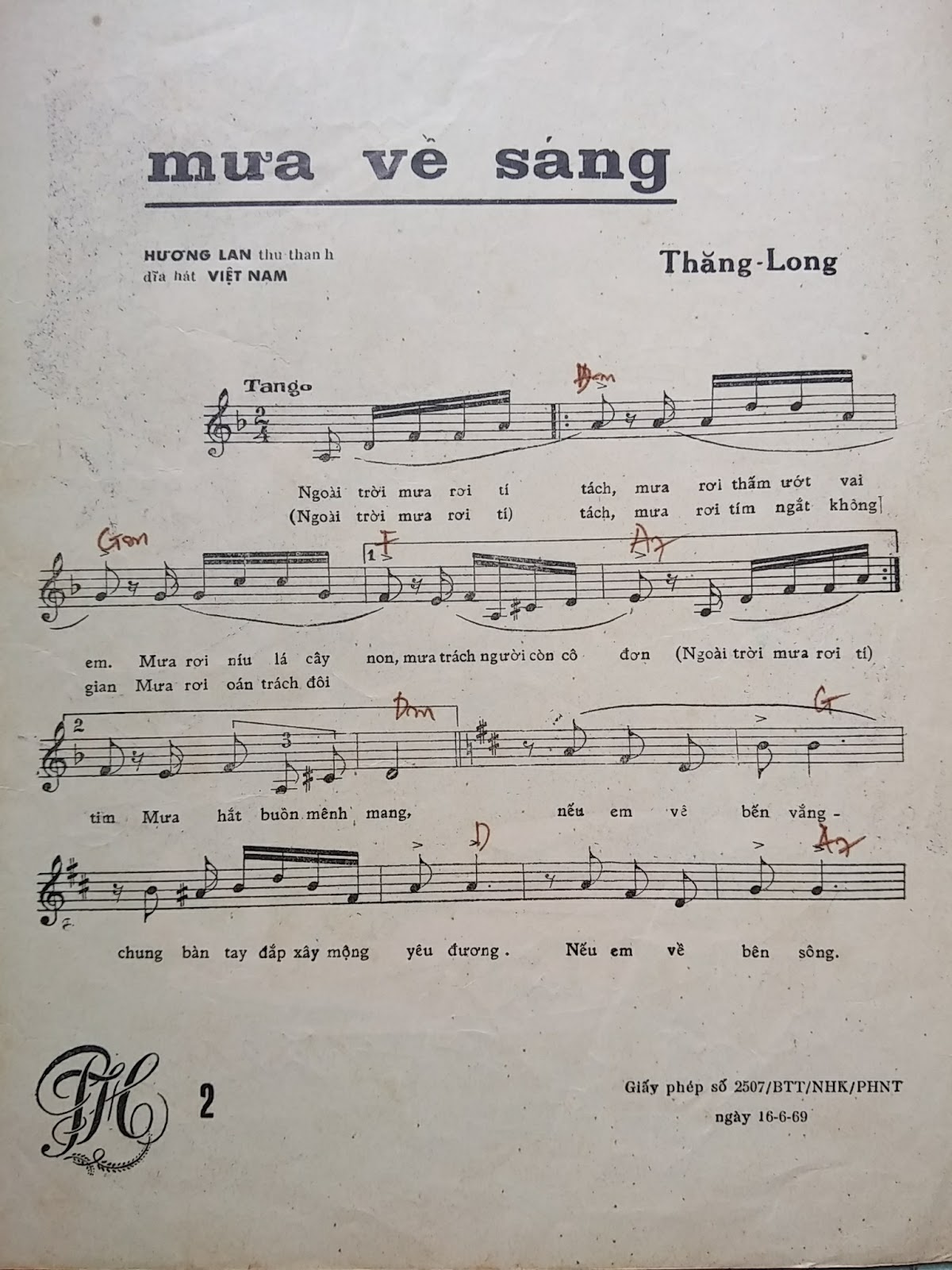 Sheet nhạc Mưa về sáng - Trang 2