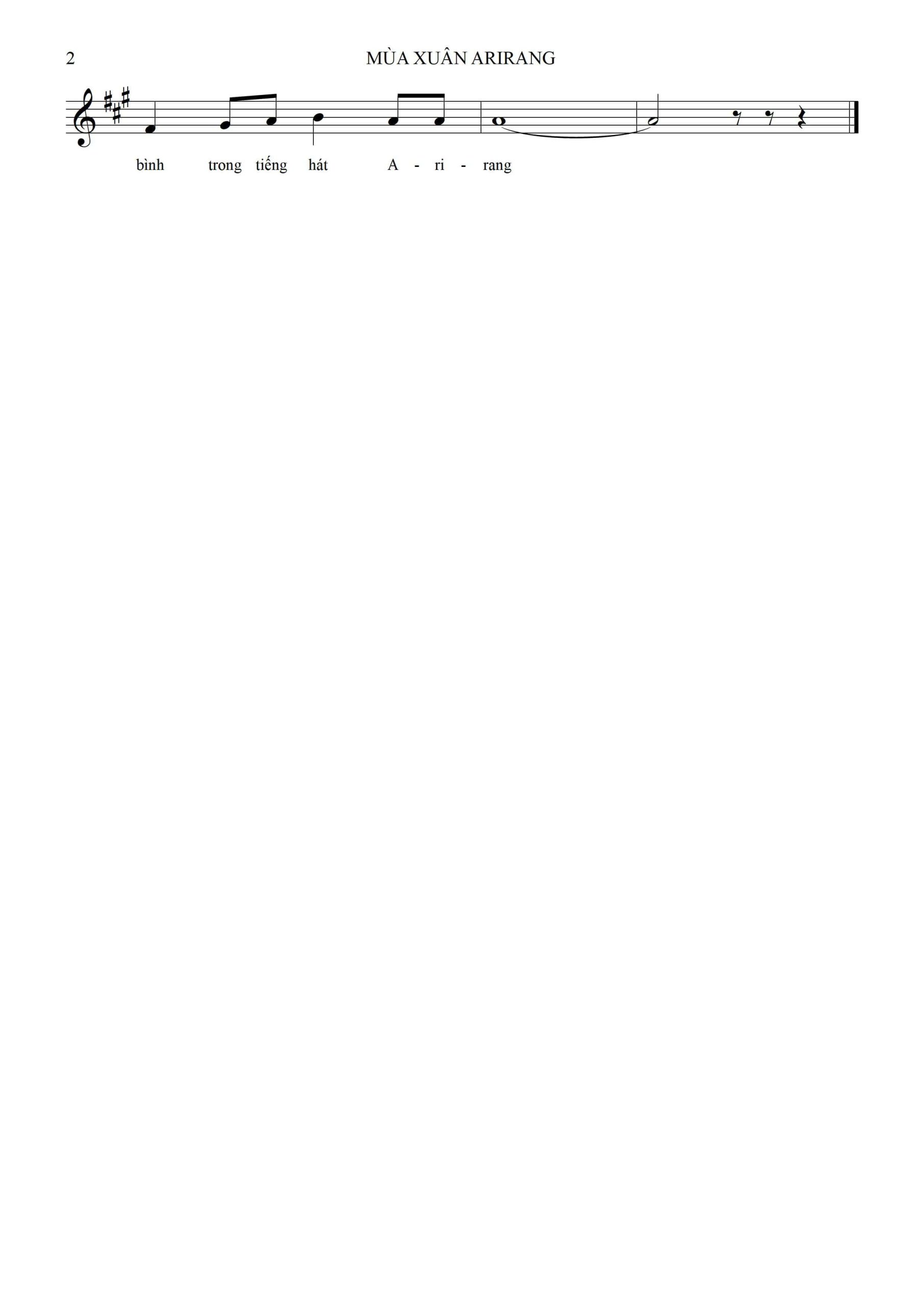 Sheet nhạc Mùa xuân Arirang - Trang 2