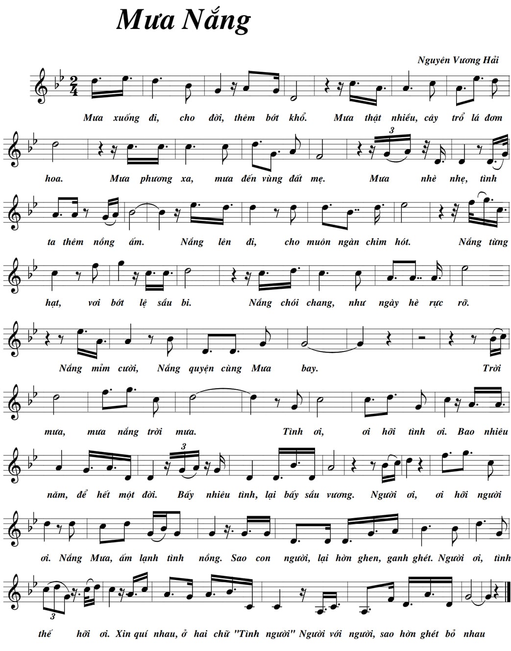 Sheet nhạc Mưa nắng - Trang 1