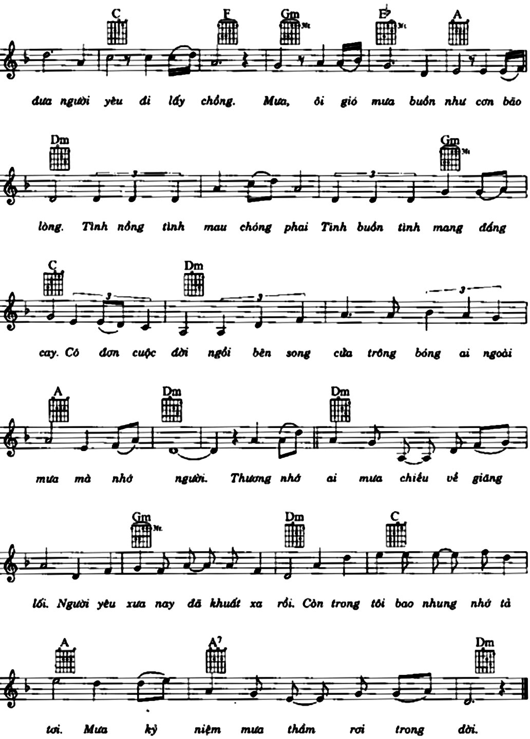 Sheet nhạc Mưa qua phố vắng - Trang 2