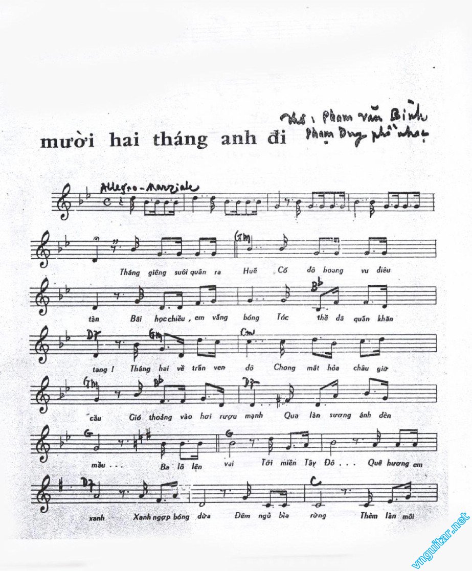 Sheet nhạc Mười hai tháng anh đi - Trang 1