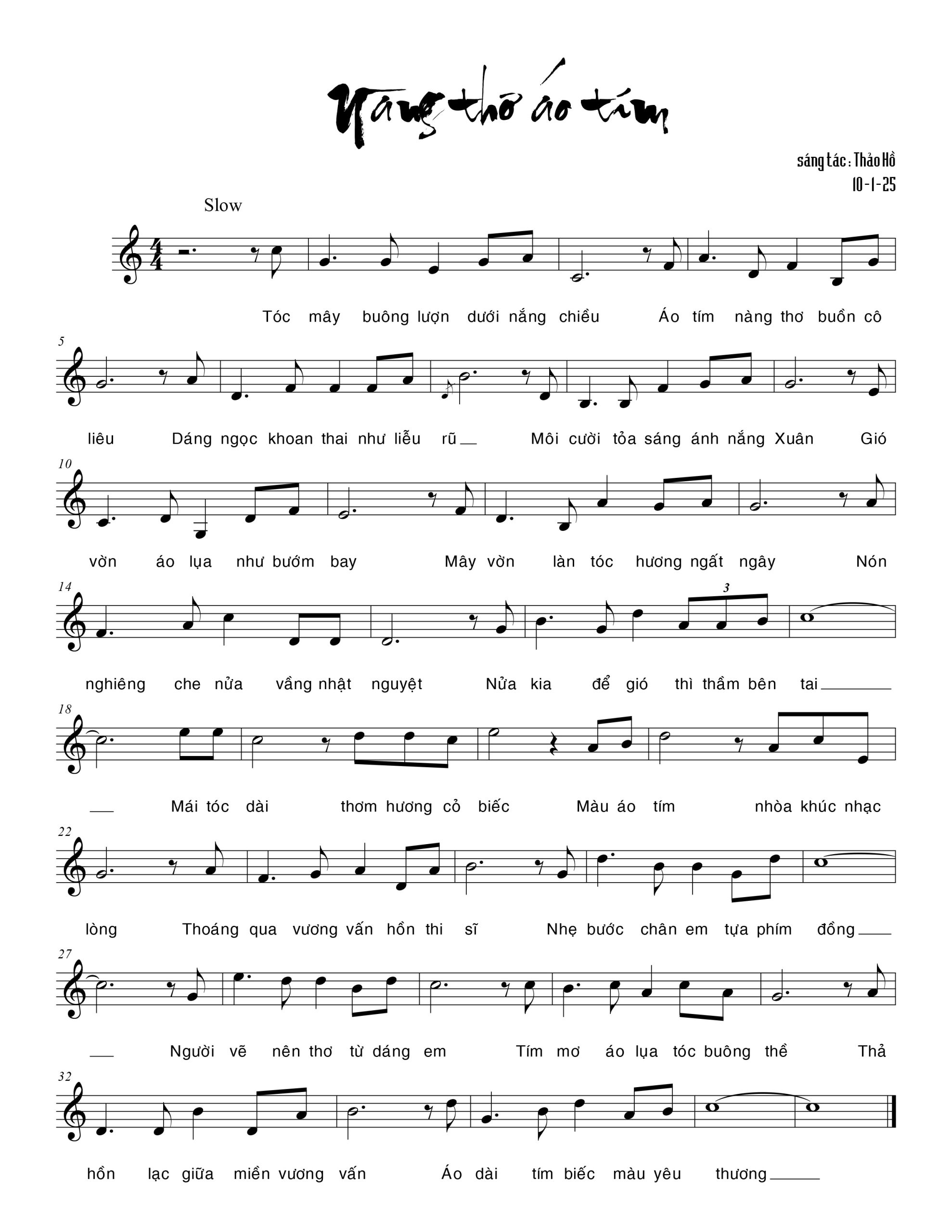 Sheet nhạc Nàng thơ áo tím - Trang 1