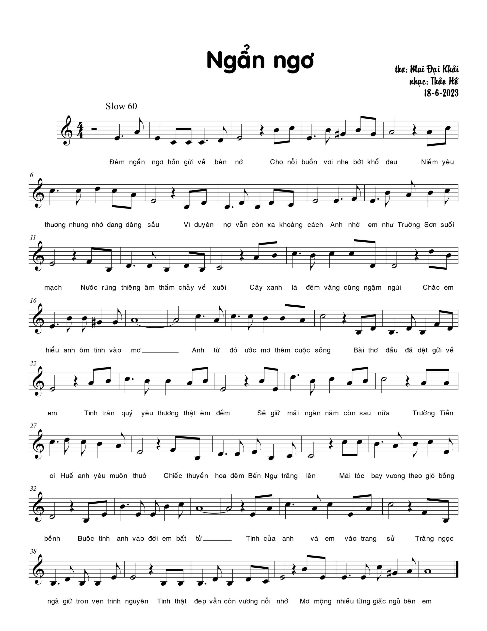 Sheet nhạc Ngẩn ngơ - Trang 1