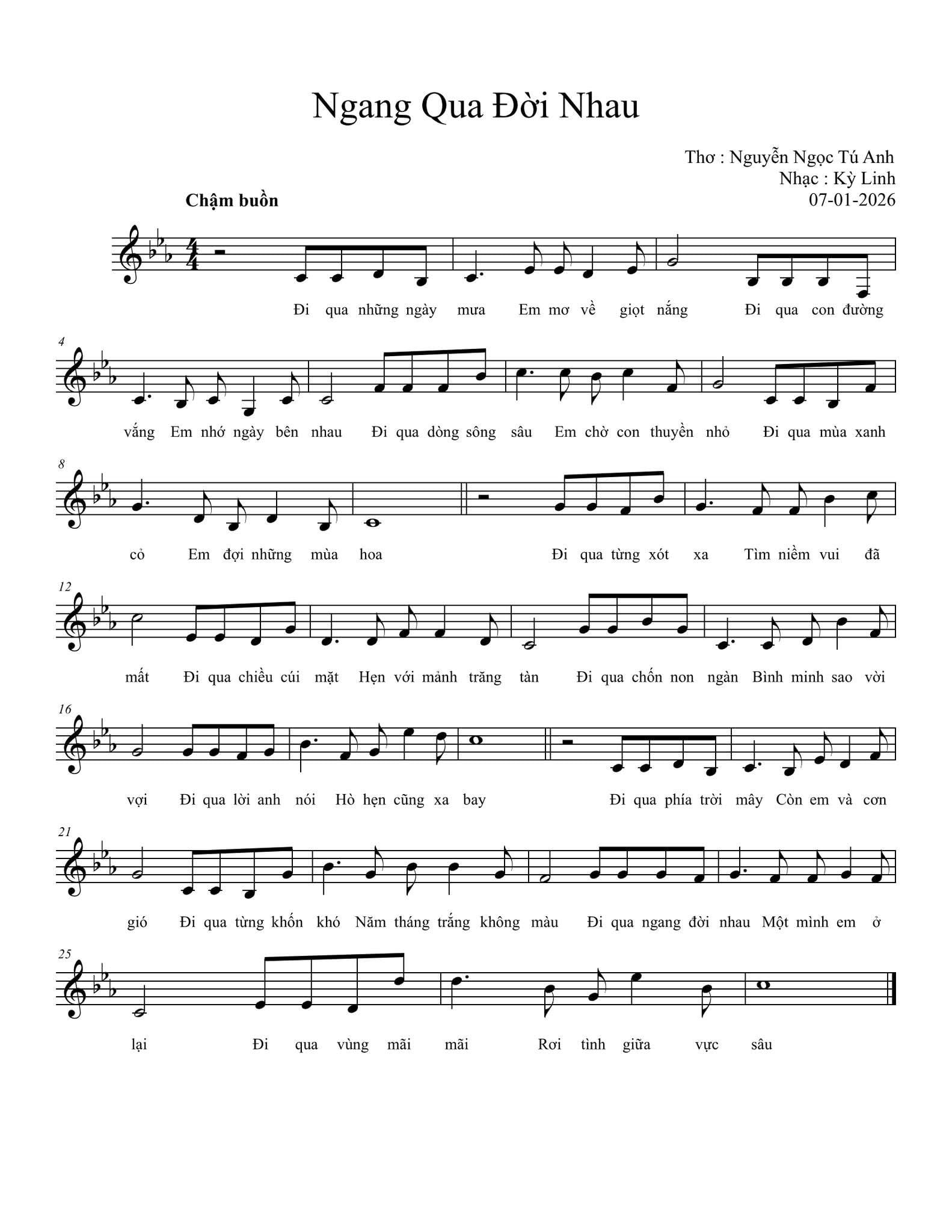 Sheet nhạc Ngang qua đời nhau - Trang 1