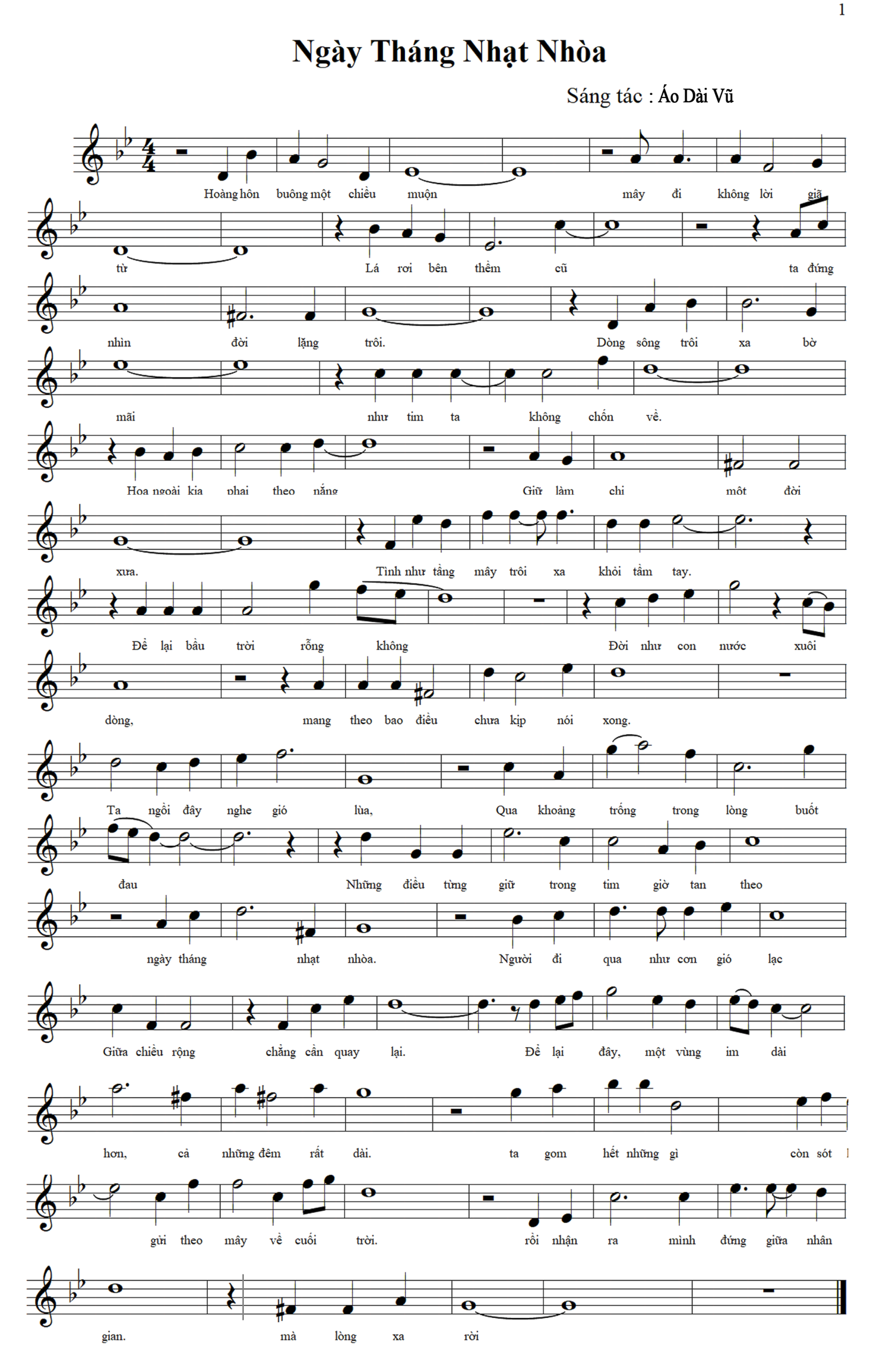 Ngày tháng nhạt nhòa Sheet Nhạc