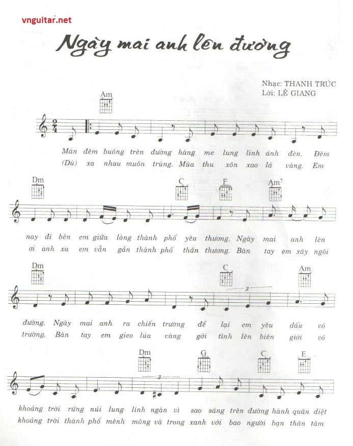 Sheet nhạc Ngày mai anh lên đường - Trang 1