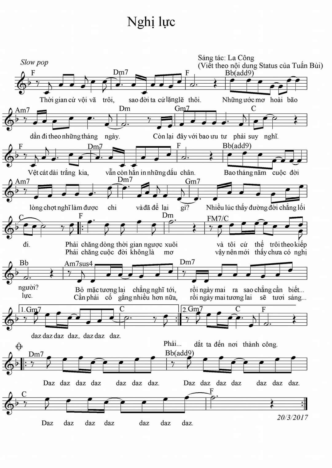 Sheet nhạc Nghị lực - Trang 1