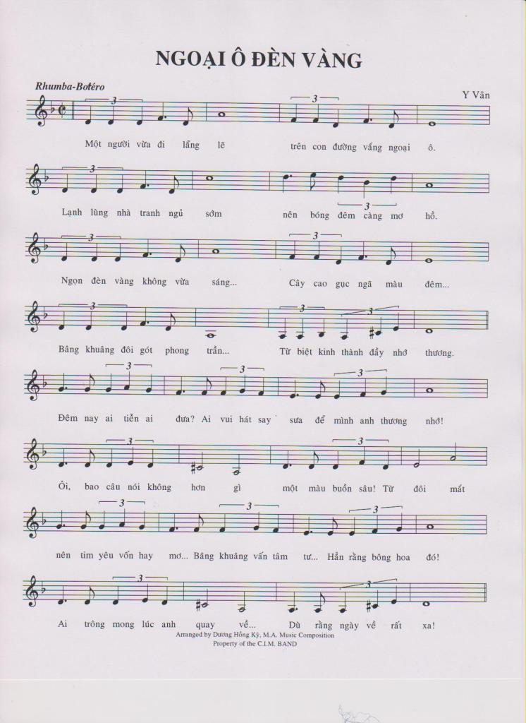Sheet nhạc Ngoại ô đèn vàng - Trang 1