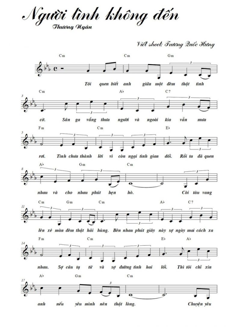 Sheet nhạc Người tình không đến - Trang 1
