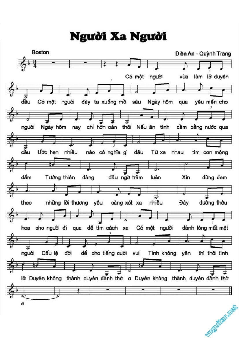Sheet nhạc Người xa người - Trang 1