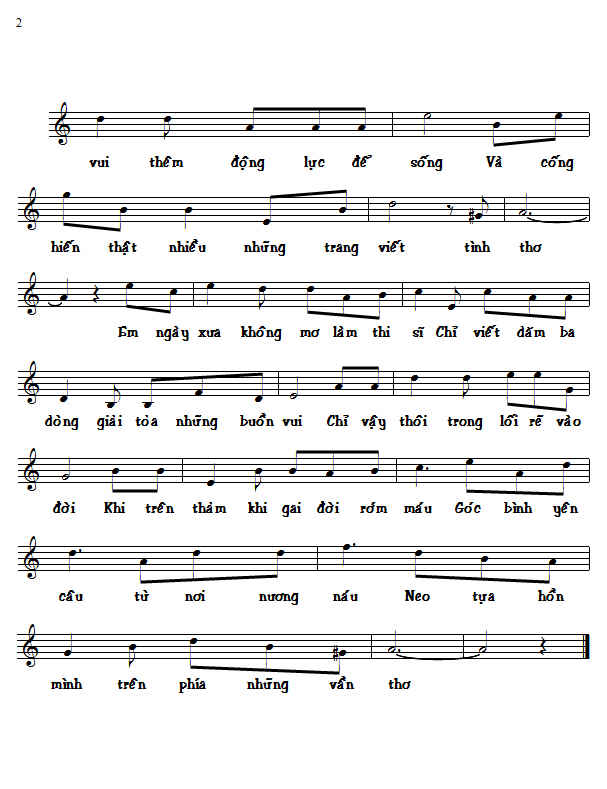 Sheet nhạc Rất cần anh trên phía những vần thơ - Trang 2