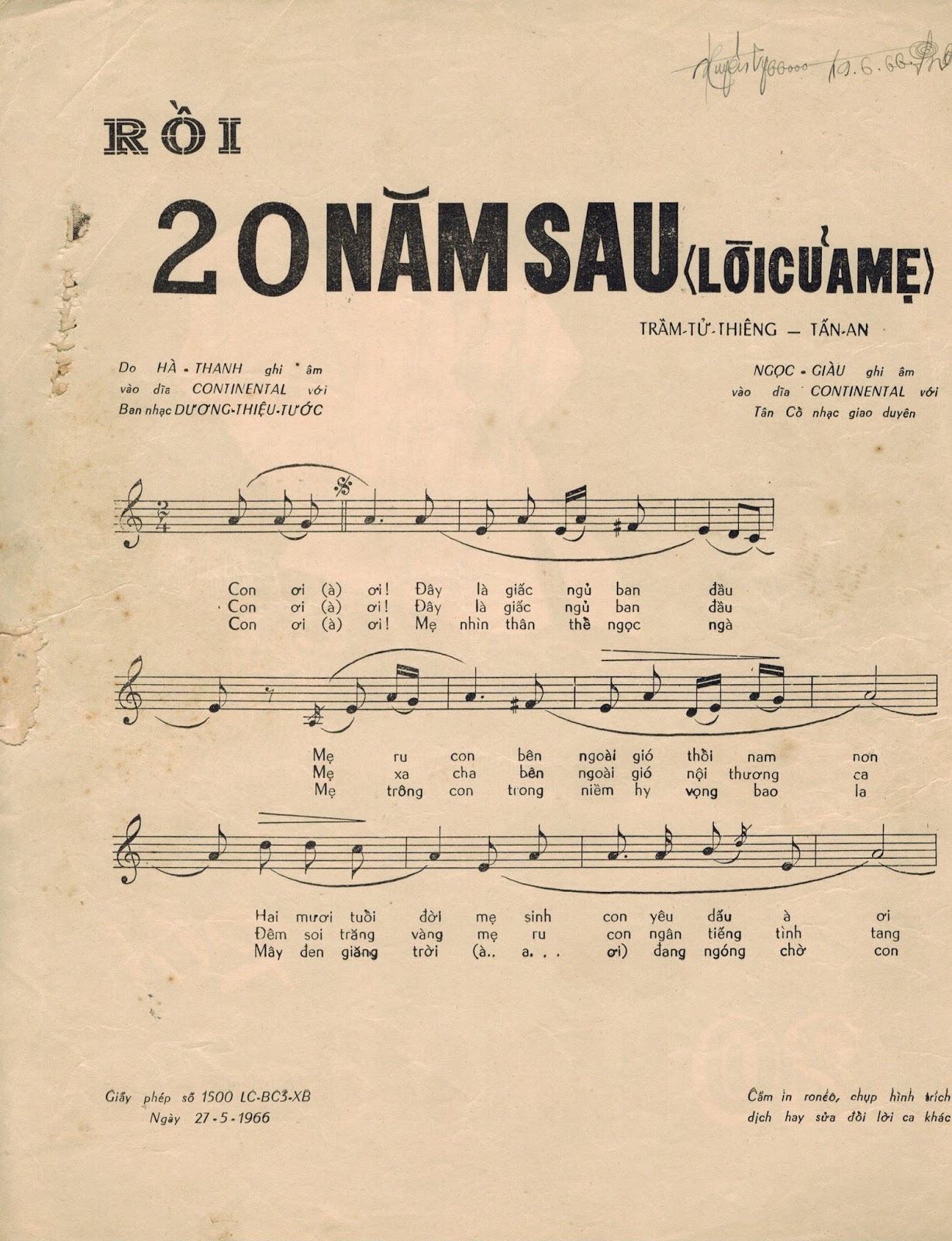 Sheet nhạc Rồi hai mươi năm sau - Trang 2