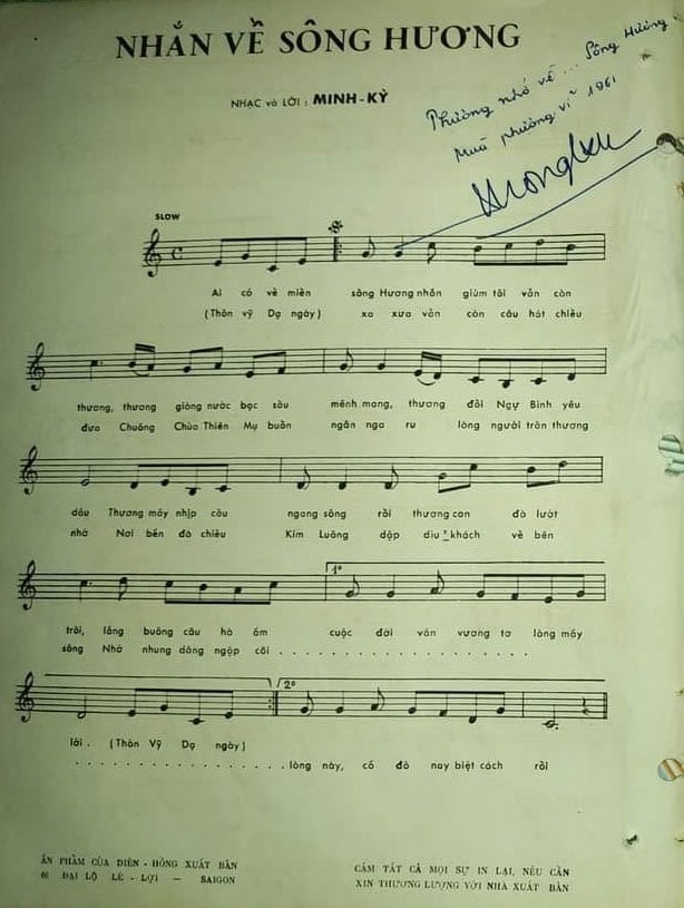 Sheet nhạc Nhắn về sông Hương - Trang 2