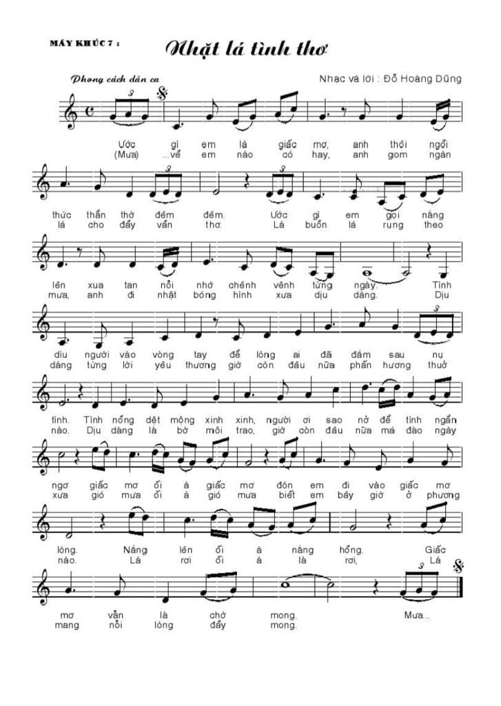Sheet nhạc Nhặt lá tình thơ - Trang 1