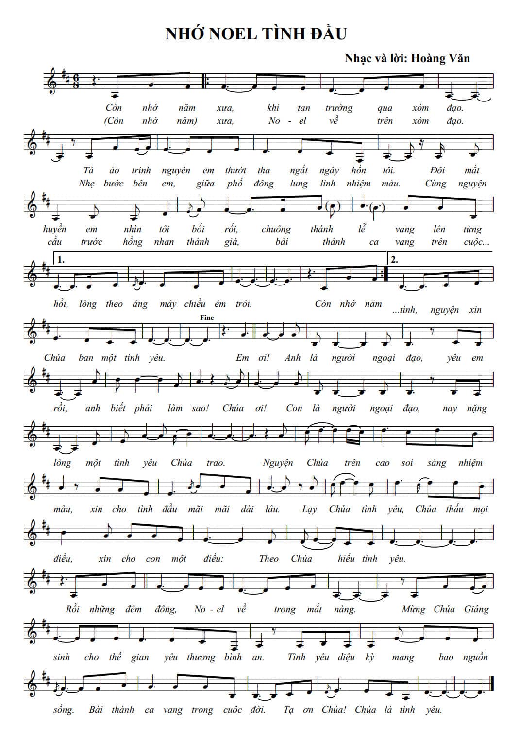 Sheet nhạc Nhớ Noel tình đầu - Trang 1