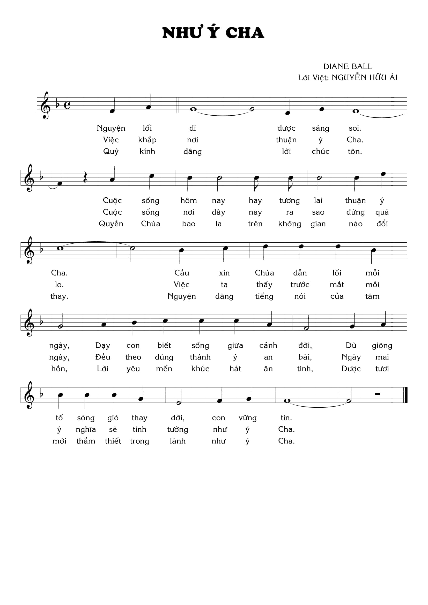 Sheet nhạc Như ý Cha - Trang 2