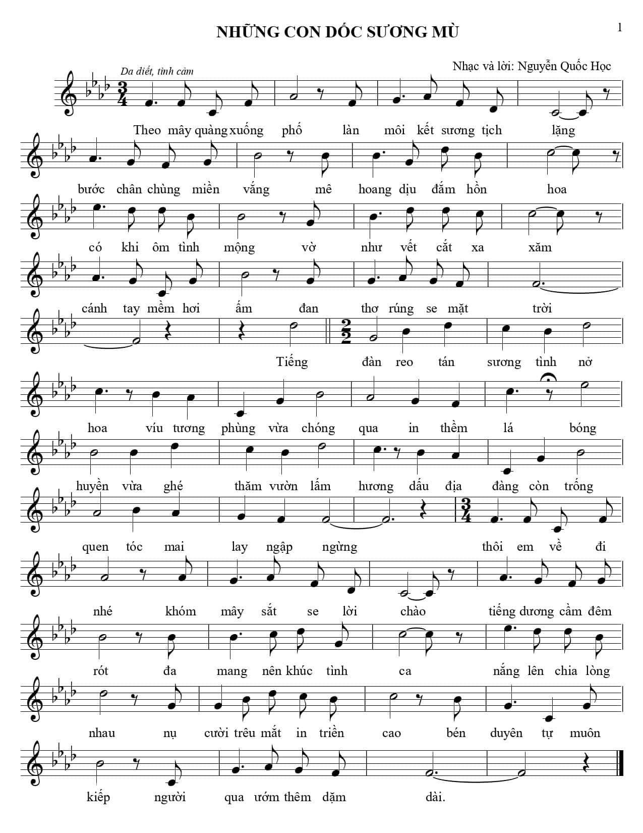 Sheet nhạc Những con dốc sương mù - Trang 1