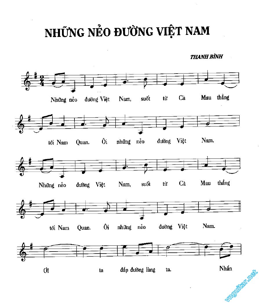 Sheet nhạc Những nẻo đường Việt Nam - Trang 1