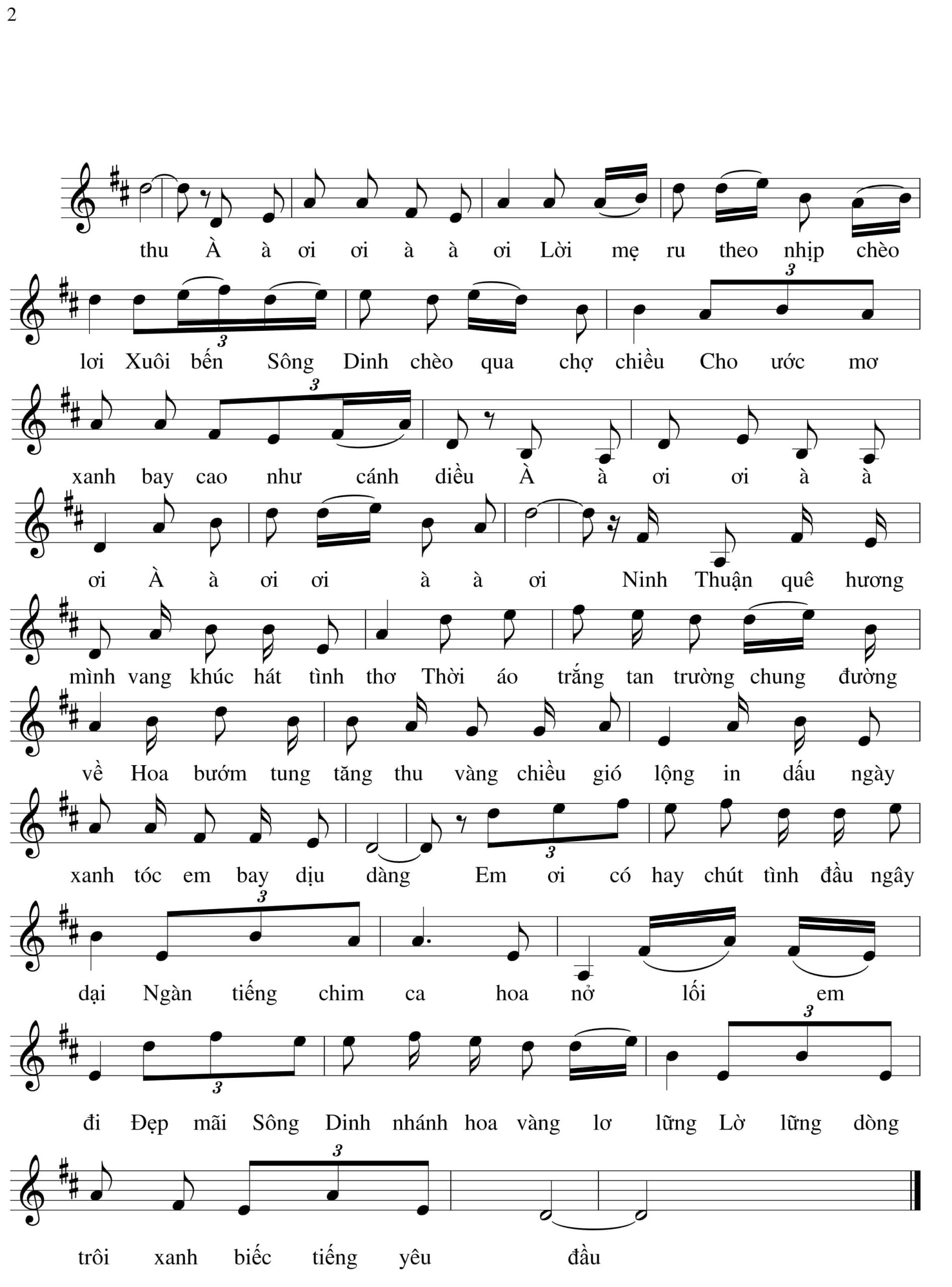 Sheet nhạc Ninh Thuận quê hương em - Trang 2