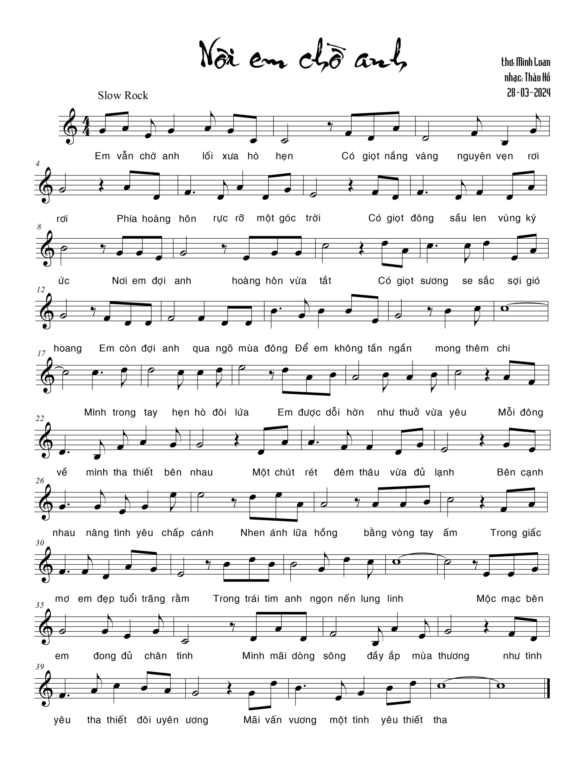 Sheet nhạc Nơi em chờ anh - Trang 1