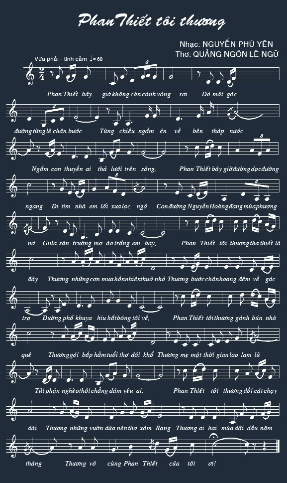 Sheet nhạc Phan Thiết tôi thương - Trang 1