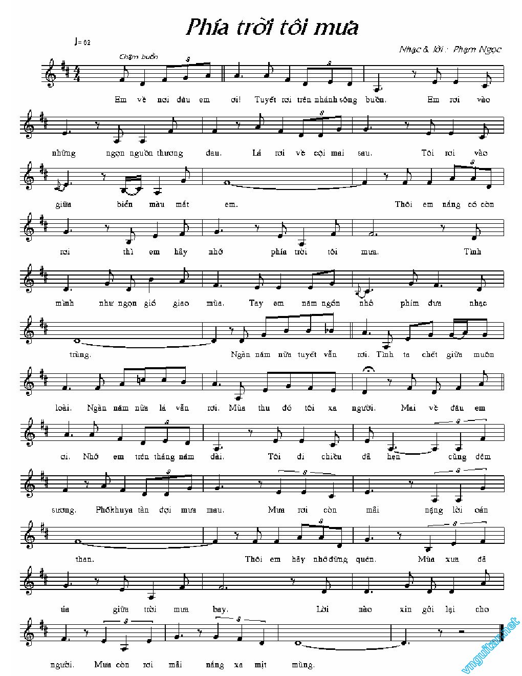 Sheet nhạc Phía trời tôi mưa - Trang 1