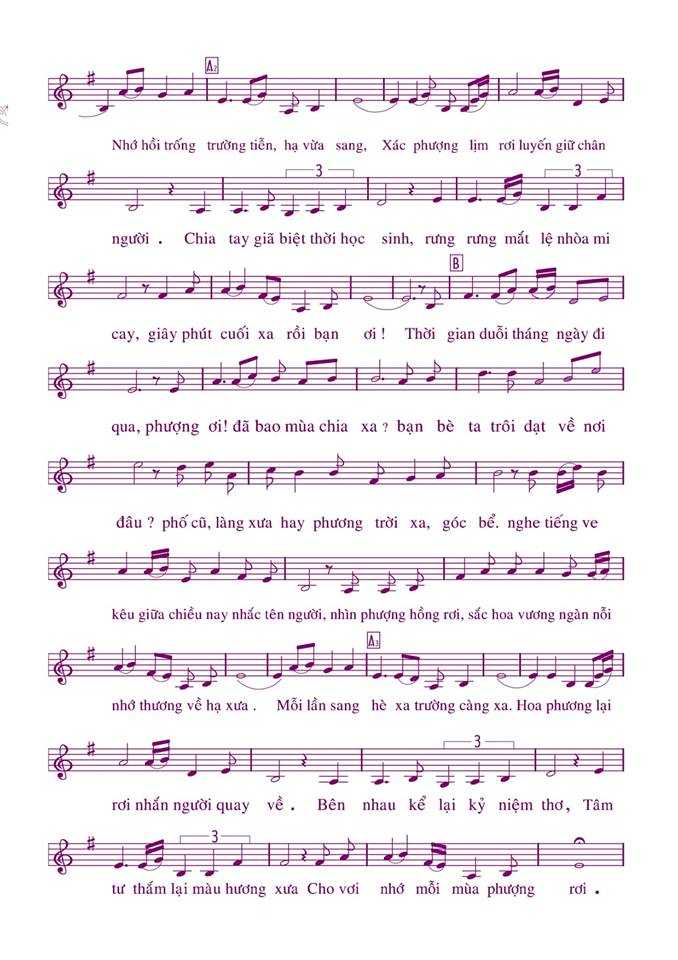 Sheet nhạc Phượng nhớ mùa hạ xưa - Trang 2