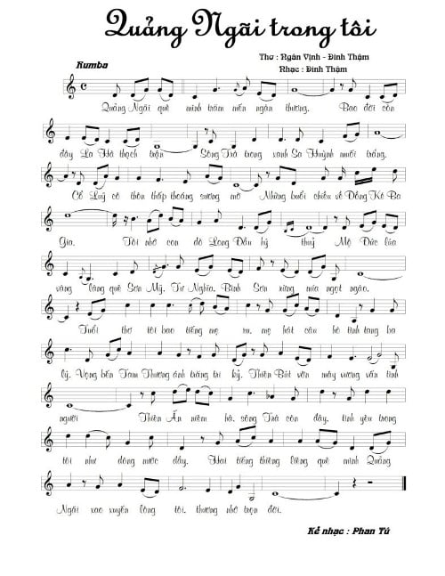 Sheet nhạc Quảng Ngãi trong tôi - Trang 1