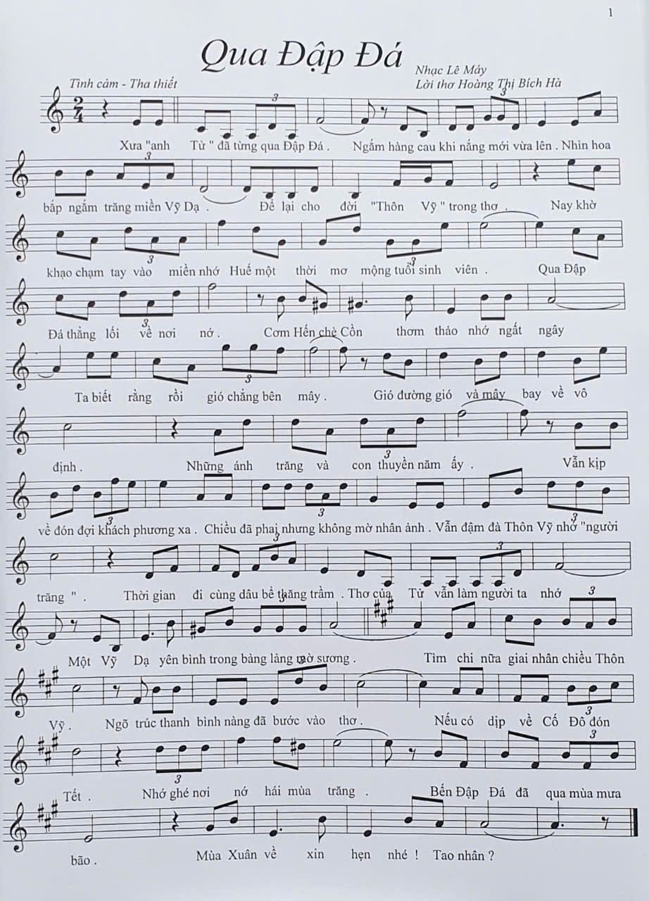 Sheet nhạc Qua Đập Đá - Trang 1