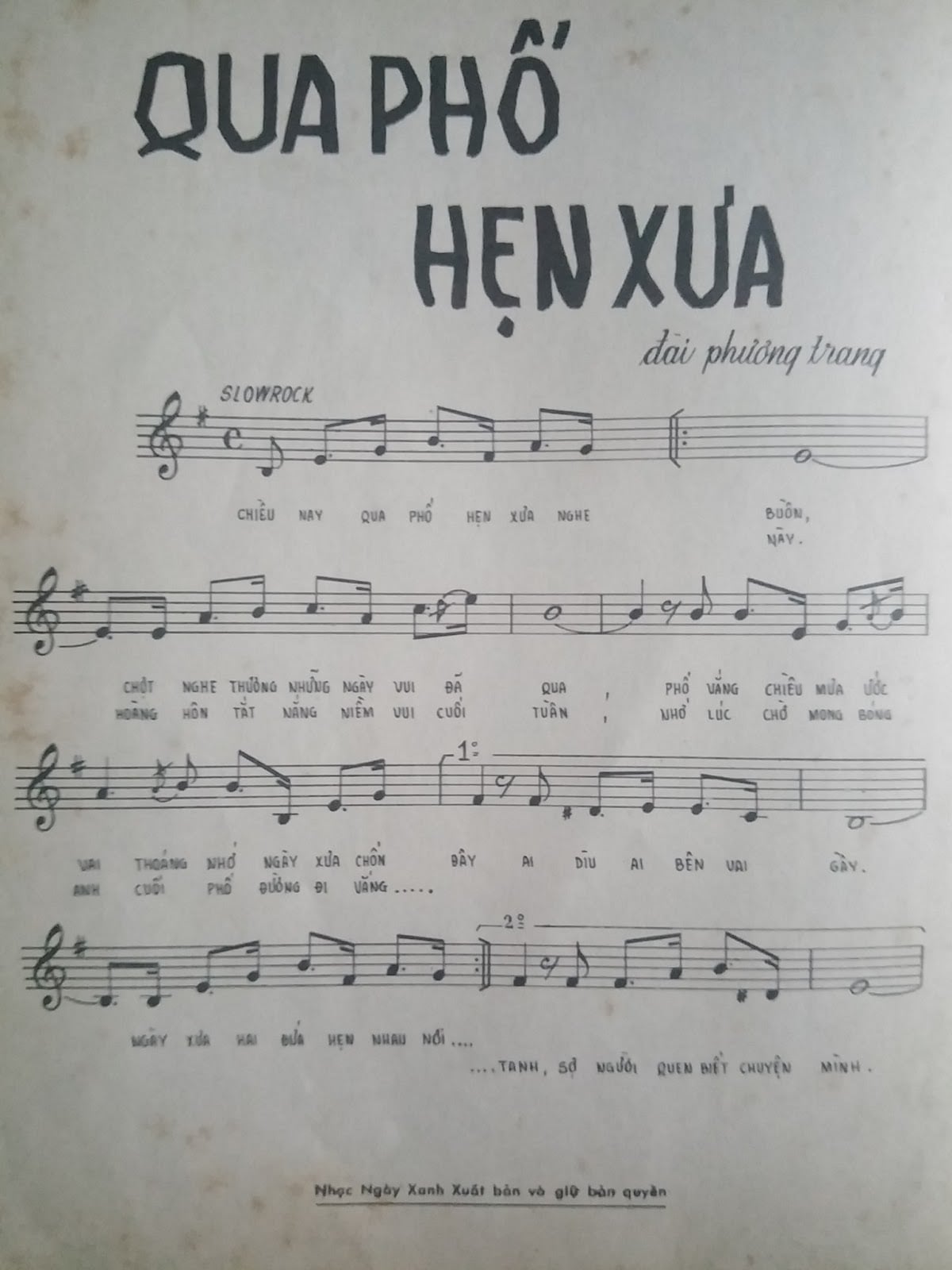 Sheet nhạc Qua phố hẹn xưa - Trang 2