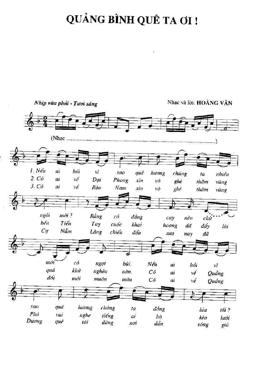 Sheet nhạc Quảng Bình quê ta ơi - Trang 1