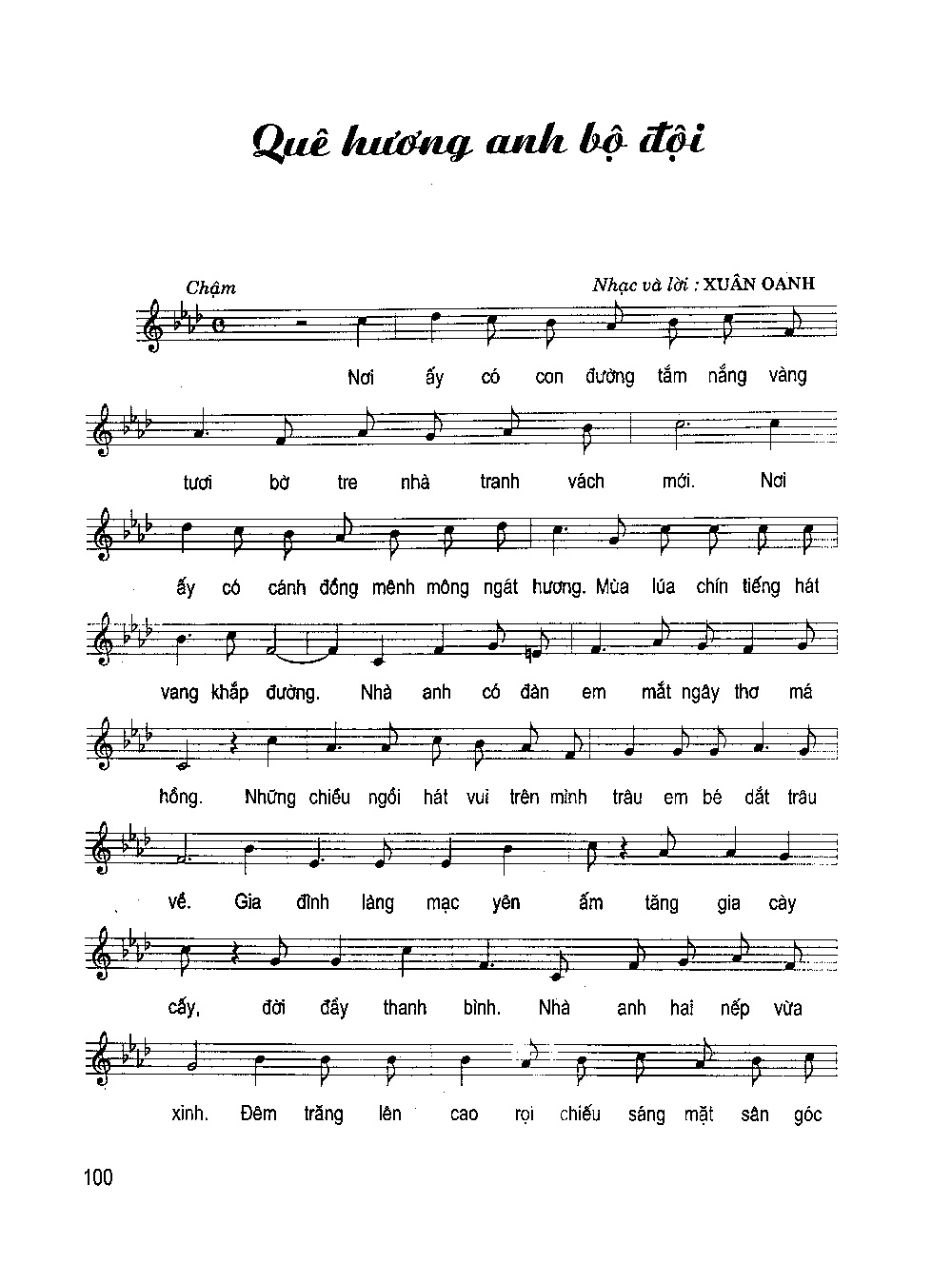 Sheet nhạc Quê hương anh bộ đội - Trang 1