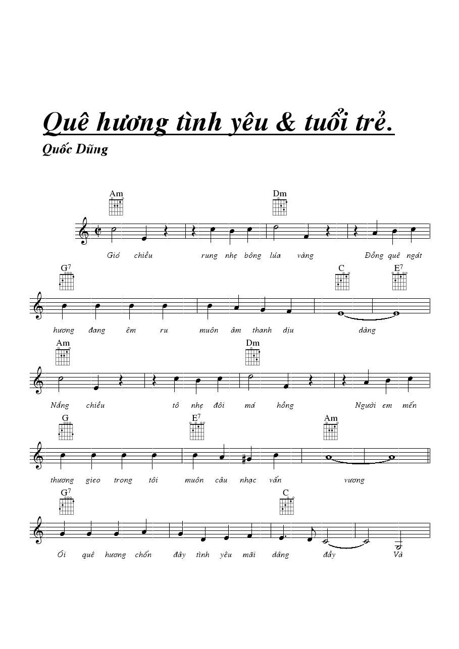 Sheet nhạc Quê hương tình yêu và tuổi trẻ - Trang 3