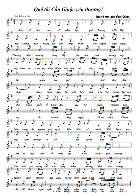 Sheet nhạc Quê tôi Cần Giuộc yêu thương - Trang 1