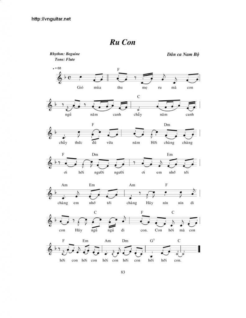 Ru con Nam Bộ Sheet Nhạc