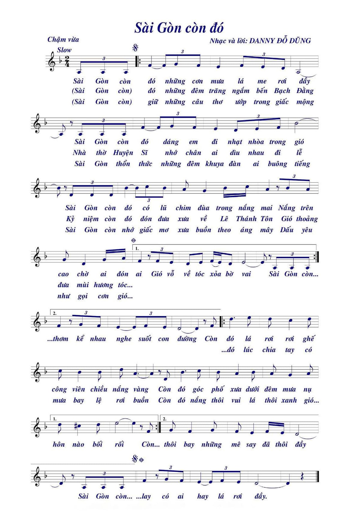 Sheet nhạc Sài Gòn còn đó - Trang 1