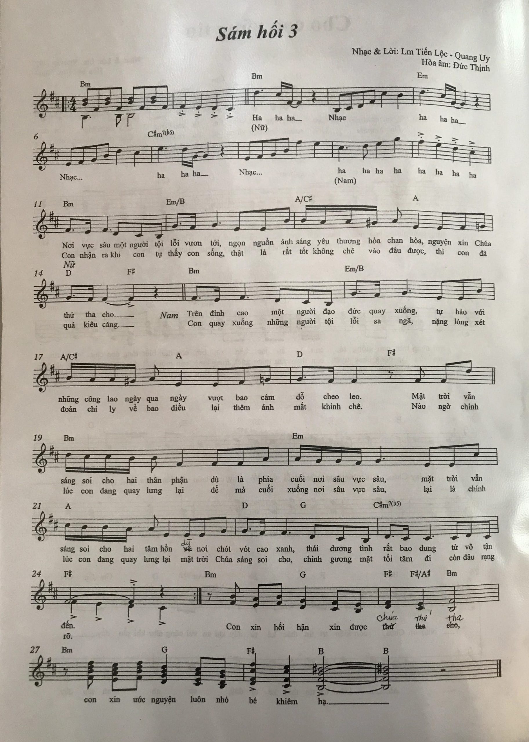 Sheet nhạc Ánh sáng và bóng tối - Trang 1