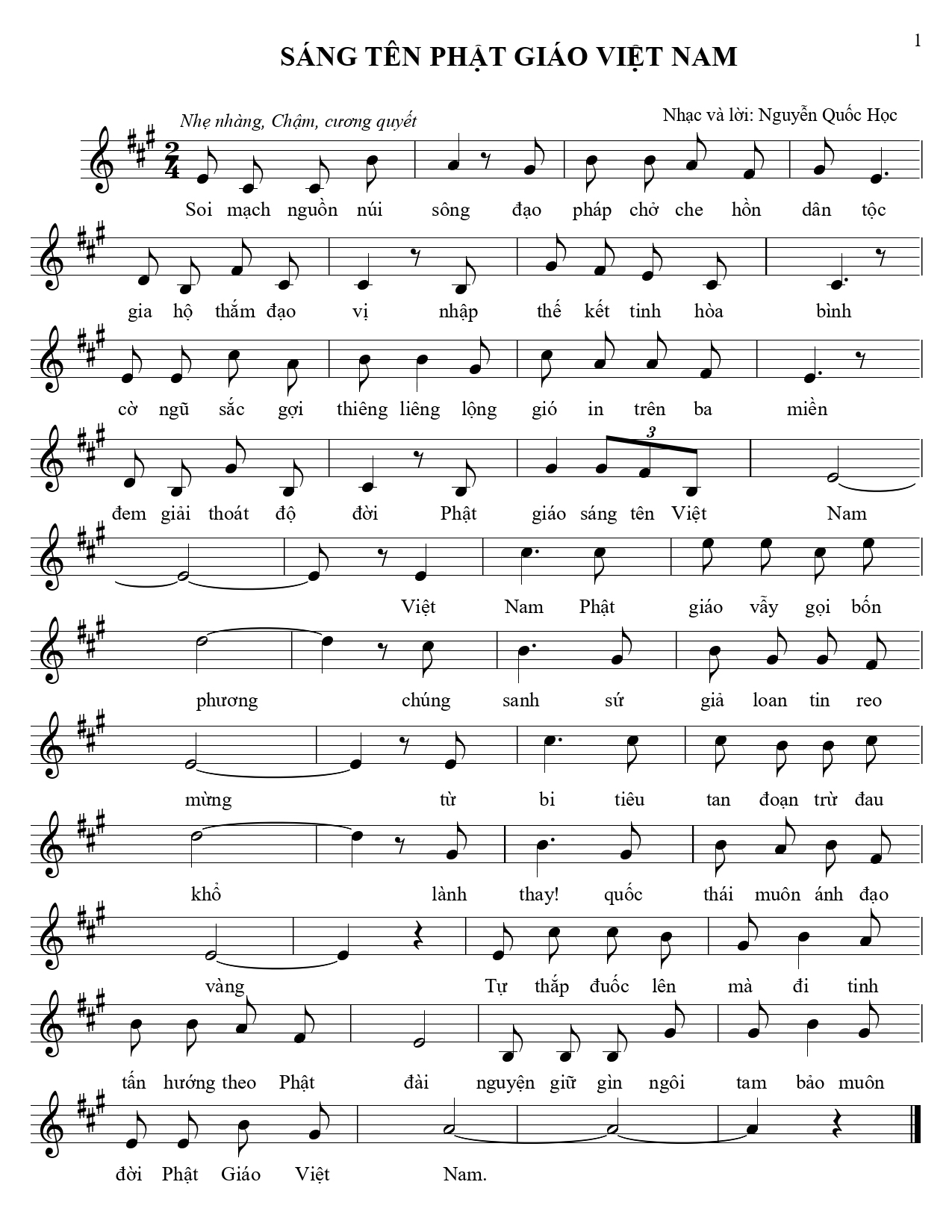 Sheet nhạc Sáng tên Phật Giáo Việt Nam - Trang 1