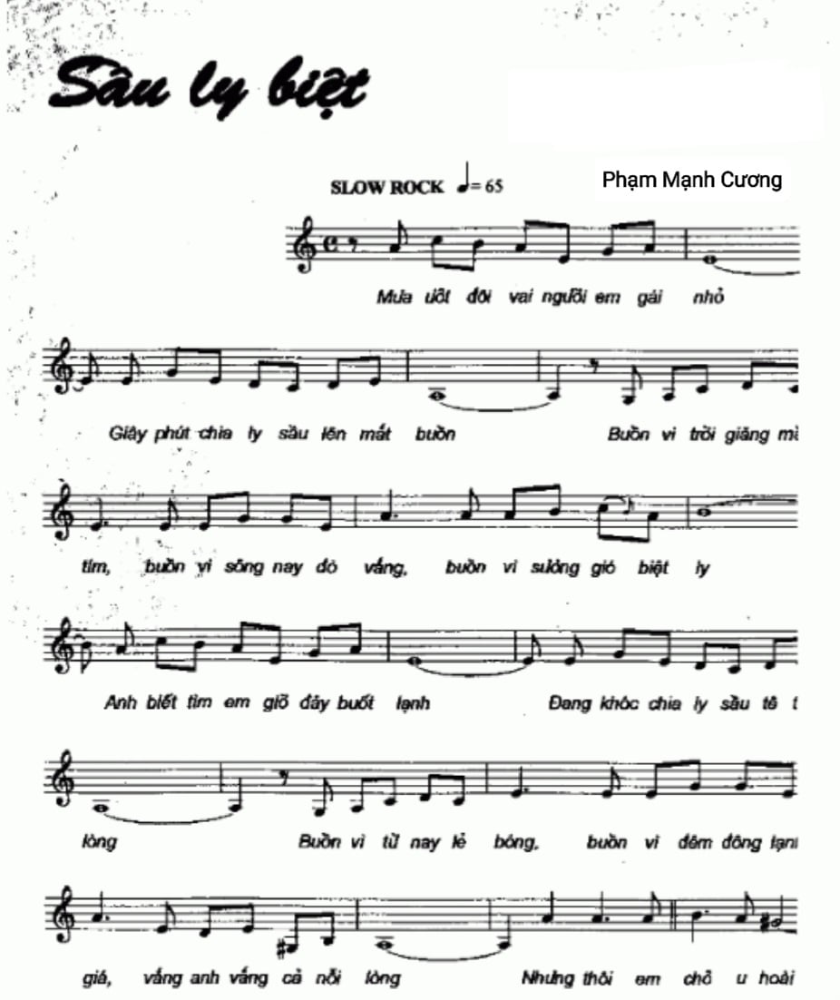 Sheet nhạc Sầu ly biệt - Trang 1