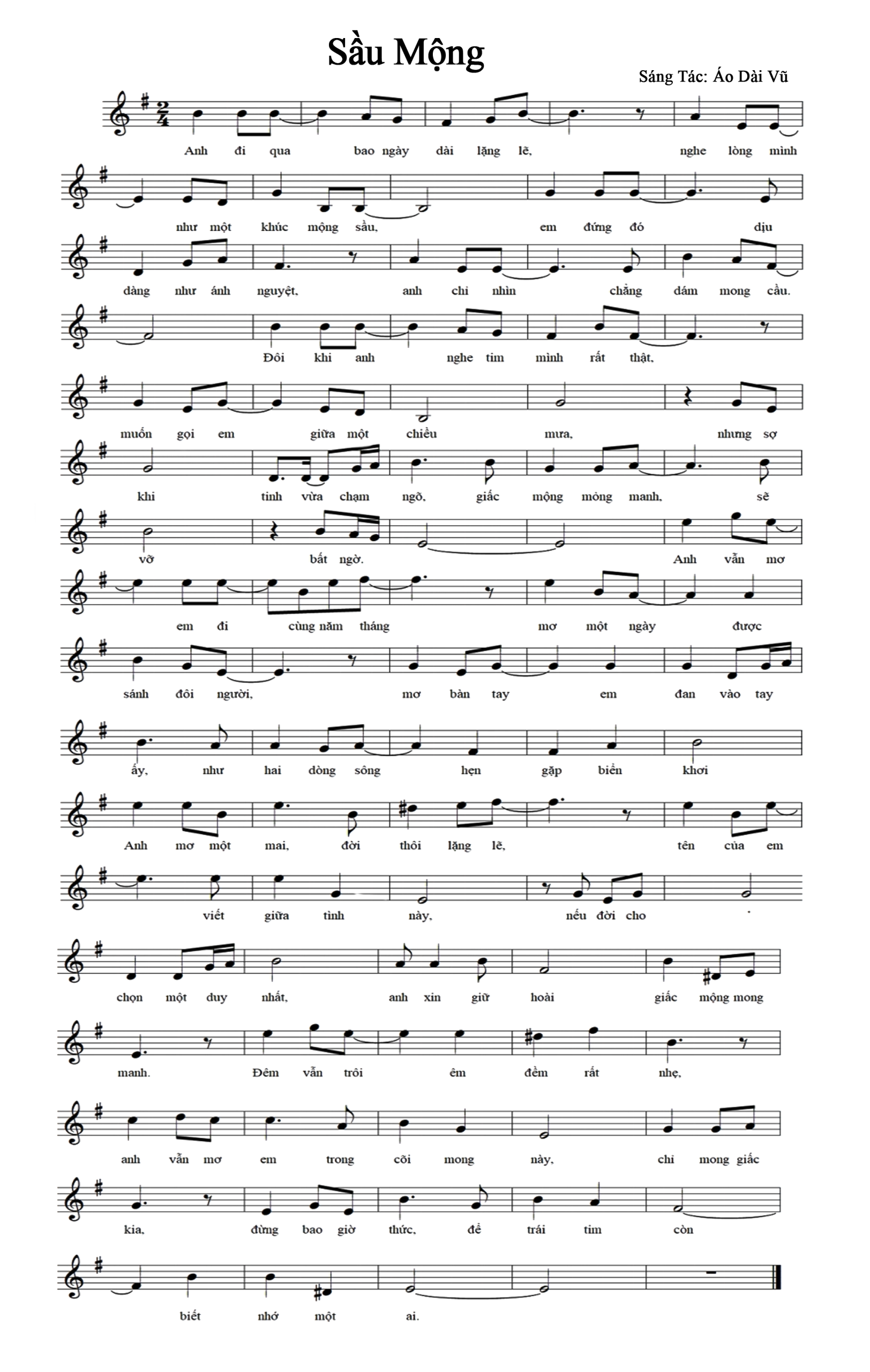 Sheet nhạc Sầu mộng - Trang 1