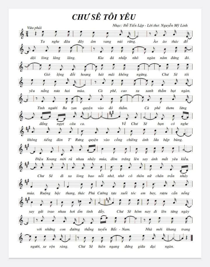 Sheet nhạc Chư Sê tôi yêu - Trang 1