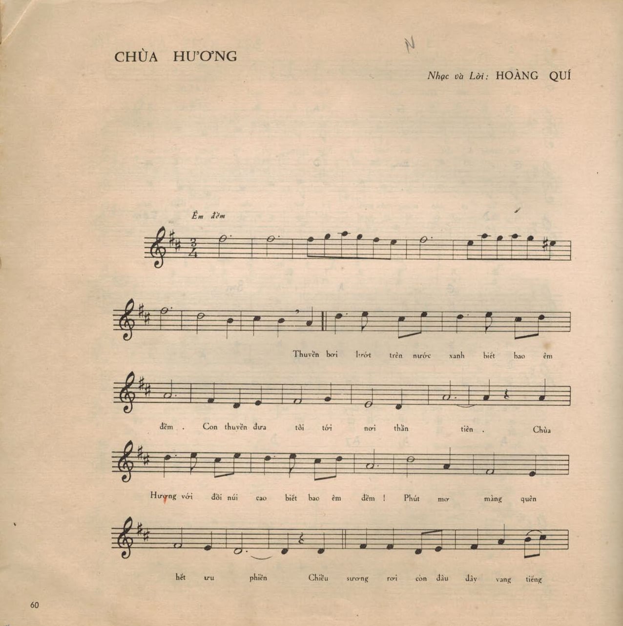 Sheet nhạc Chùa Hương - Trang 1