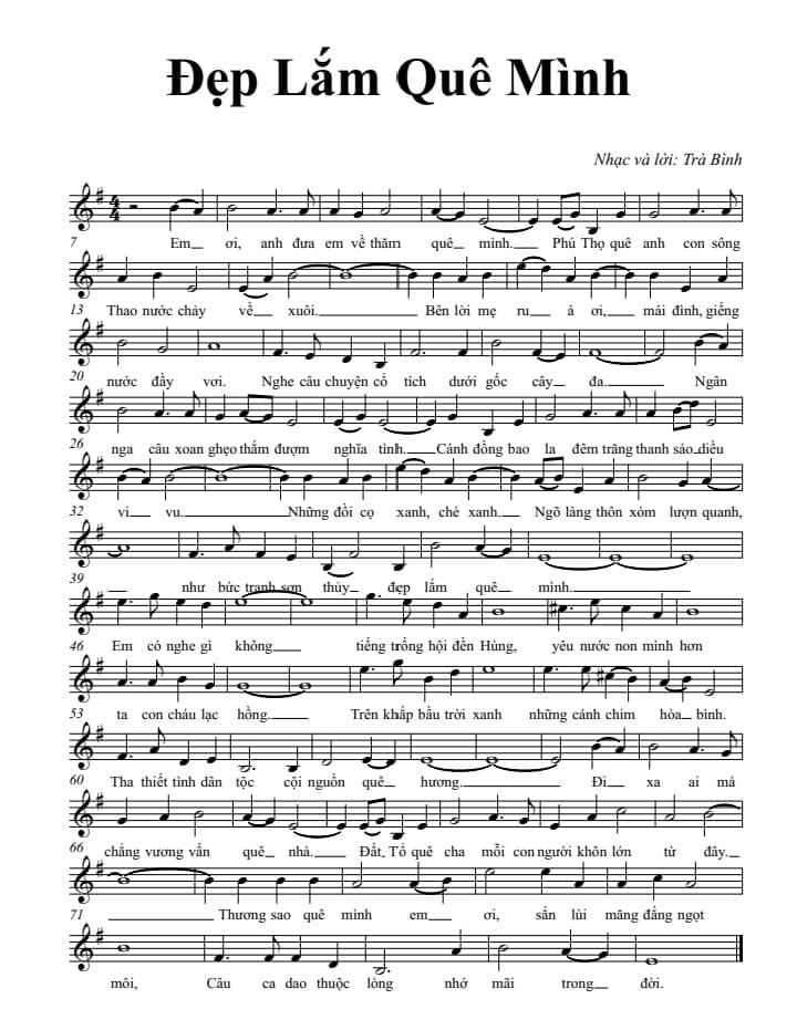 Sheet nhạc Đẹp lắm quê mình - Trang 1