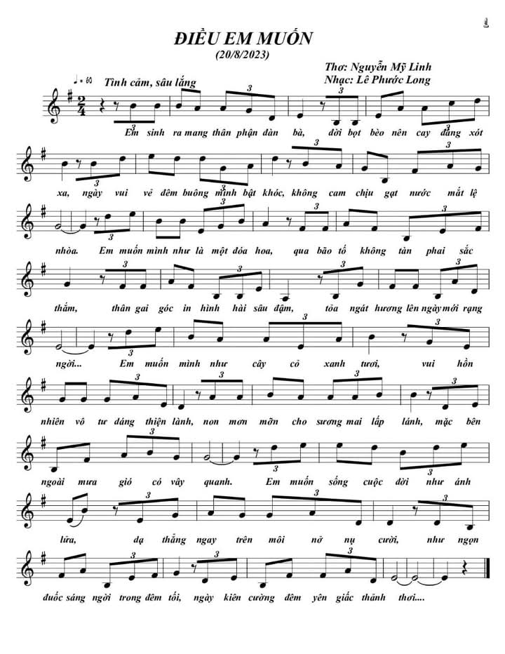 Sheet nhạc Điều em muốn - Trang 1