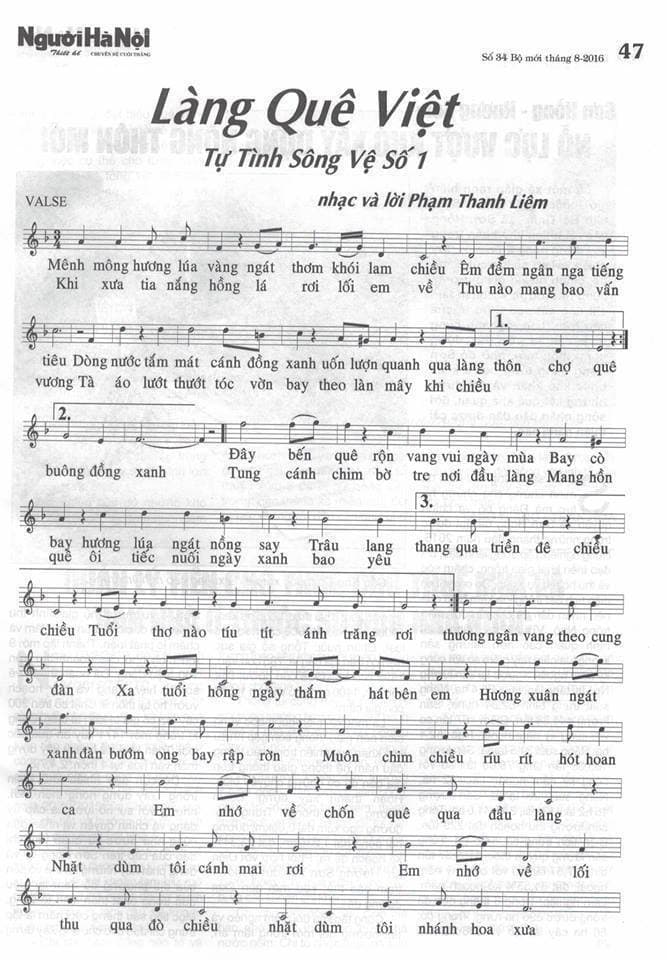 Sheet nhạc Làng quê Việt - Trang 1