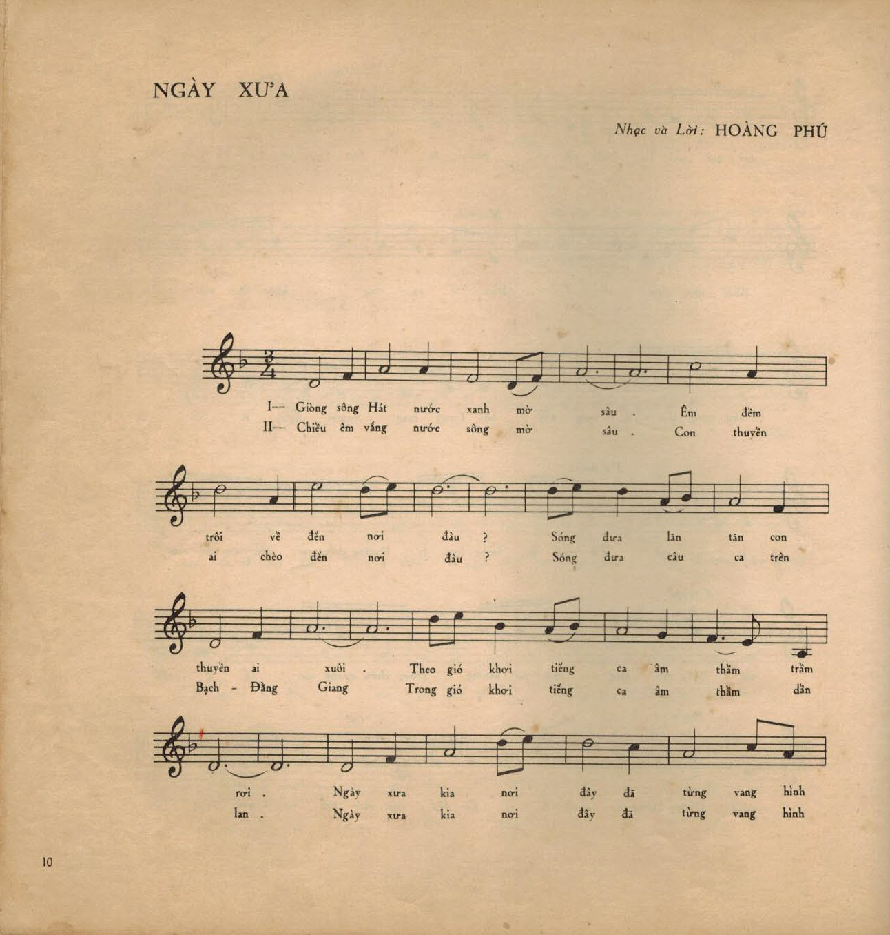 Sheet nhạc Ngày xưa - Trang 1
